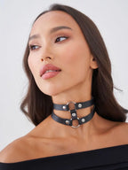 Nova | Choker z podwójnym pierścieniem | Czarny
